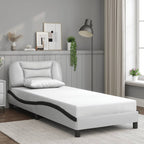 Bed Frame with LED without Mattress "Hvar" White and Black 90x190 cm