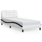 Bed Frame with LED without Mattress "Hvar" White and Black 90x190 cm
