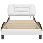 Bed Frame with LED without Mattress "Hvar" White and Black 90x190 cm
