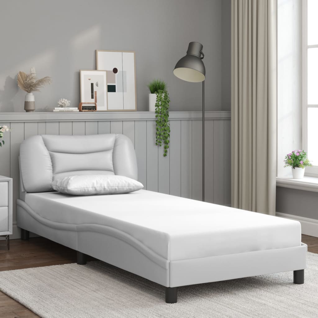 Bed Frame with LED without Mattress "Hvar" White 90x200 cm