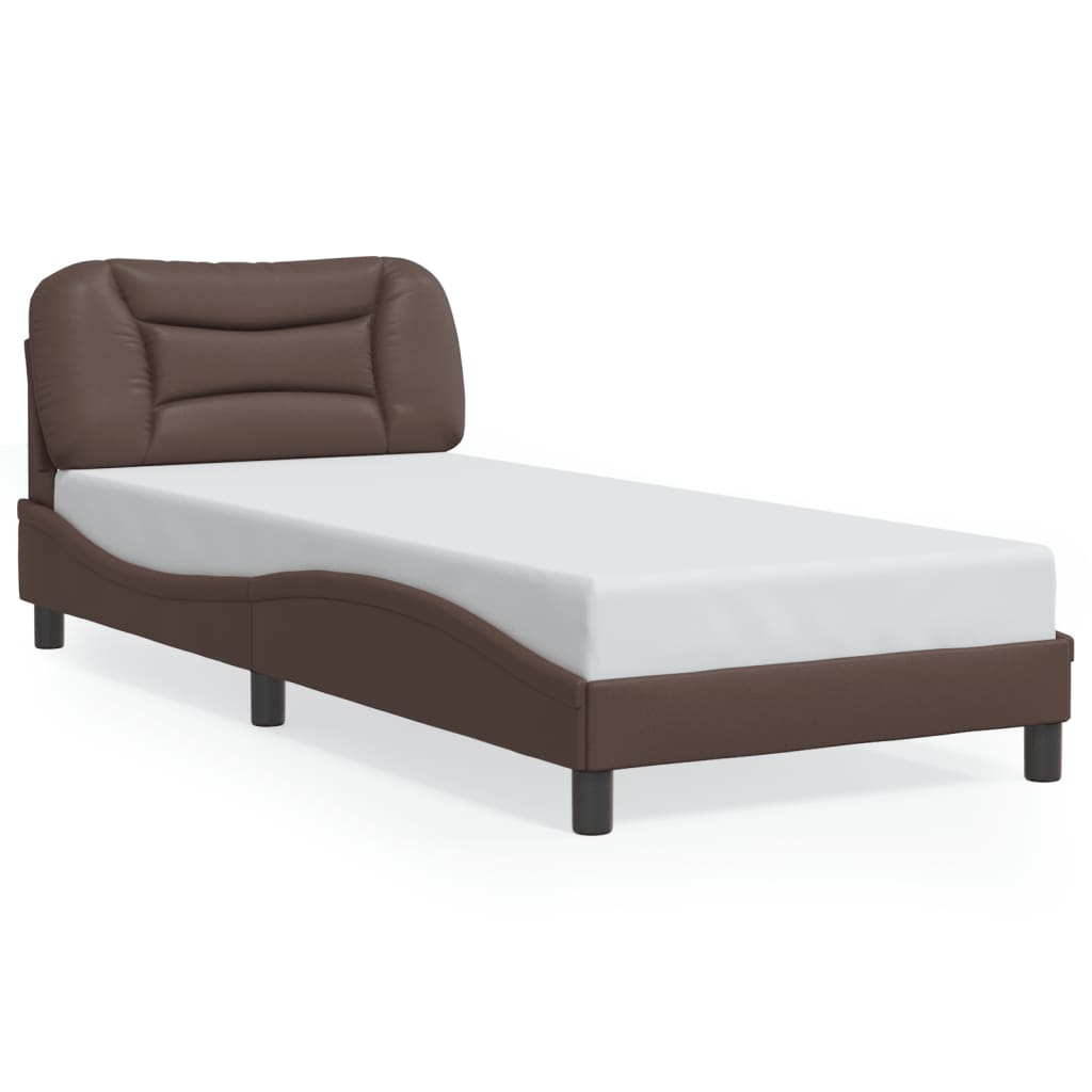 Bed Frame with LED without Mattress "Hvar" Brown 90x200 cm