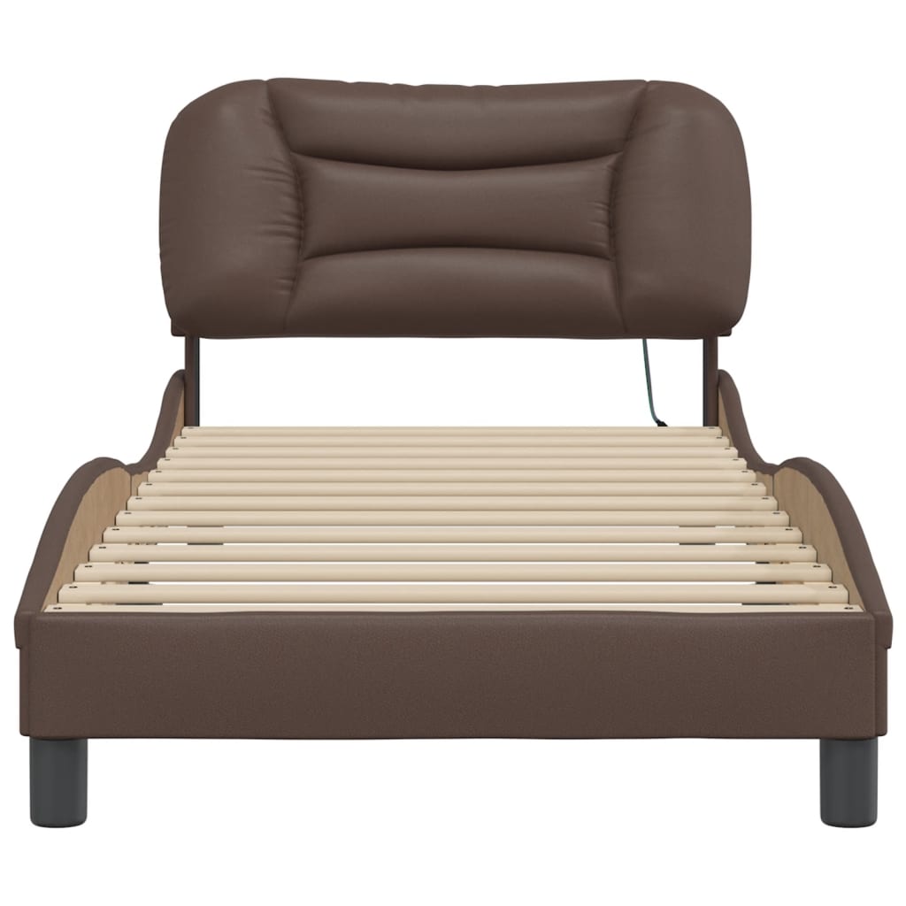Bed Frame with LED without Mattress "Hvar" Brown 90x200 cm