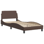 Bed Frame with LED without Mattress "Hvar" Brown 90x200 cm