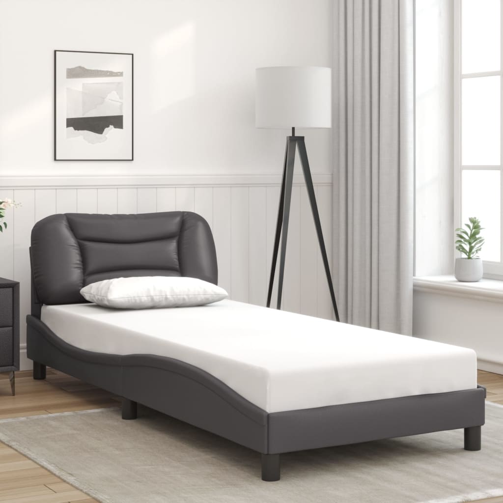 Bed Frame with LED without Mattress "Hvar" Grey 90x200 cm