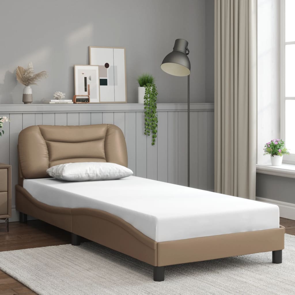 Bed Frame with LED without Mattress "Hvar" Cappuccino 90x200 cm