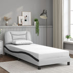 Bed Frame with LED without Mattress "Hvar" White and Black 90x200 cm