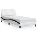 Bed Frame with LED without Mattress "Hvar" White and Black 90x200 cm