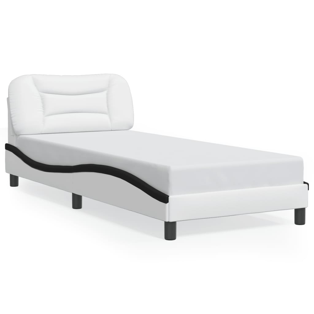 Bed Frame with LED without Mattress "Hvar" White and Black 90x200 cm