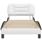 Bed Frame with LED without Mattress "Hvar" White and Black 90x200 cm
