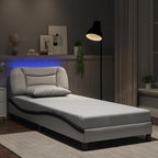 Bed Frame with LED without Mattress "Hvar" White and Black 90x200 cm