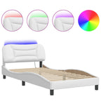 Bed Frame with LED without Mattress "Hvar" White 100x200 cm
