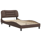 Bed Frame with LED without Mattress "Hvar" Brown 100x200 cm