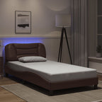 Bed Frame with LED without Mattress "Hvar" Brown 100x200 cm