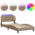 Bed Frame with LED without Mattress "Hvar" Cappuccino 100x200 cm