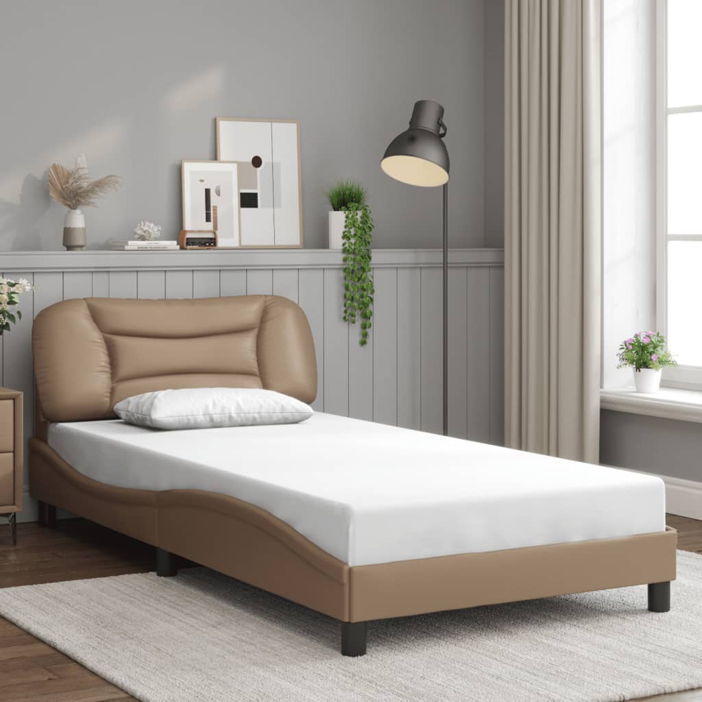 Bed Frame with LED without Mattress "Hvar" Cappuccino 100x200 cm