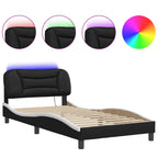 Bed Frame with LED without Mattress "Hvar" Black and White 100x200 cm