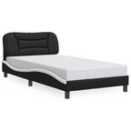 Bed Frame with LED without Mattress "Hvar" Black and White 100x200 cm