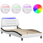 Bed Frame with LED without Mattress "Hvar" White and Black 100x200 cm