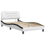 Bed Frame with LED without Mattress "Hvar" White and Black 100x200 cm