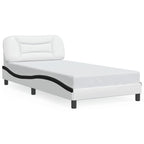 Bed Frame with LED without Mattress "Hvar" White and Black 100x200 cm