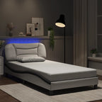 Bed Frame with LED without Mattress "Hvar" White and Black 100x200 cm