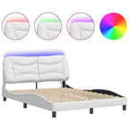 Bed Frame with LED without Mattress "Hvar" White 120x200 cm