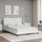 Bed Frame with LED without Mattress "Hvar" White 120x200 cm