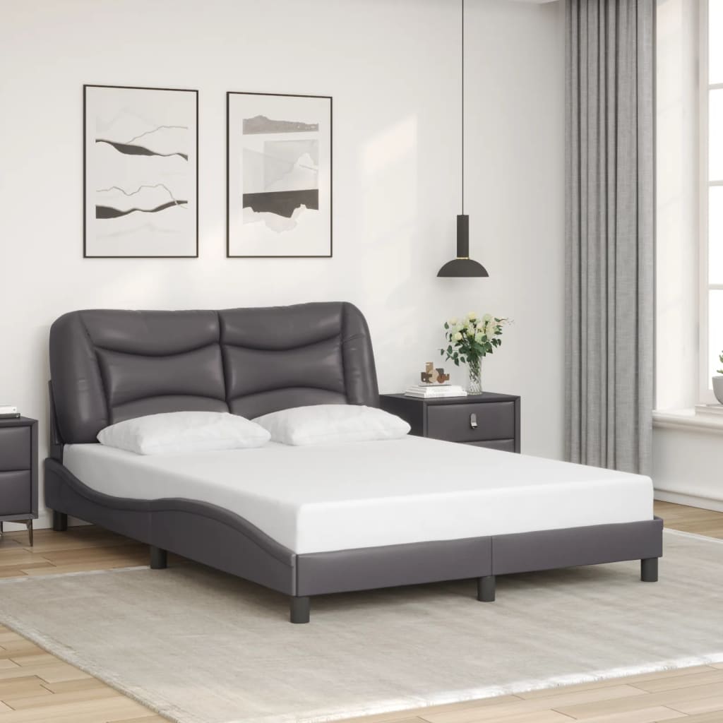 Bed Frame with LED without Mattress "Hvar" Grey 120x200 cm
