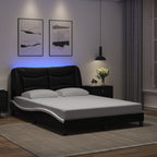 Bed Frame with LED without Mattress "Hvar" Black and White 120x200 cm