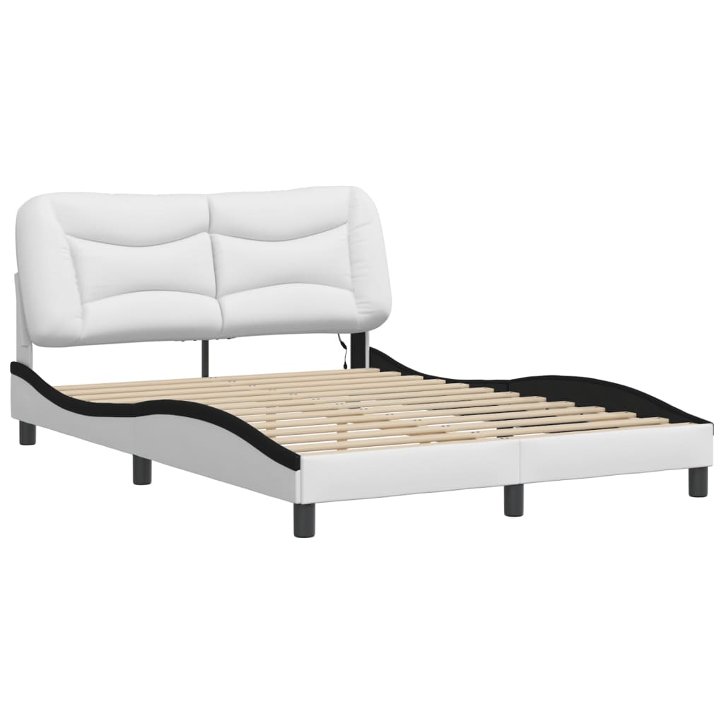 Bed Frame with LED without Mattress "Hvar" White and Black 120x200 cm