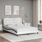 Bed Frame with LED without Mattress "Hvar" White and Black 120x200 cm