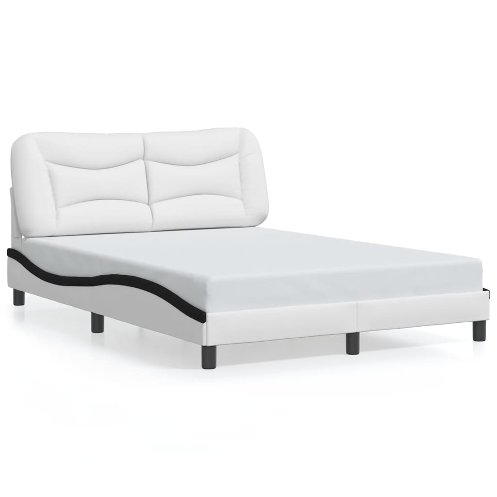 Bed Frame with LED without Mattress "Hvar" White and Black 120x200 cm