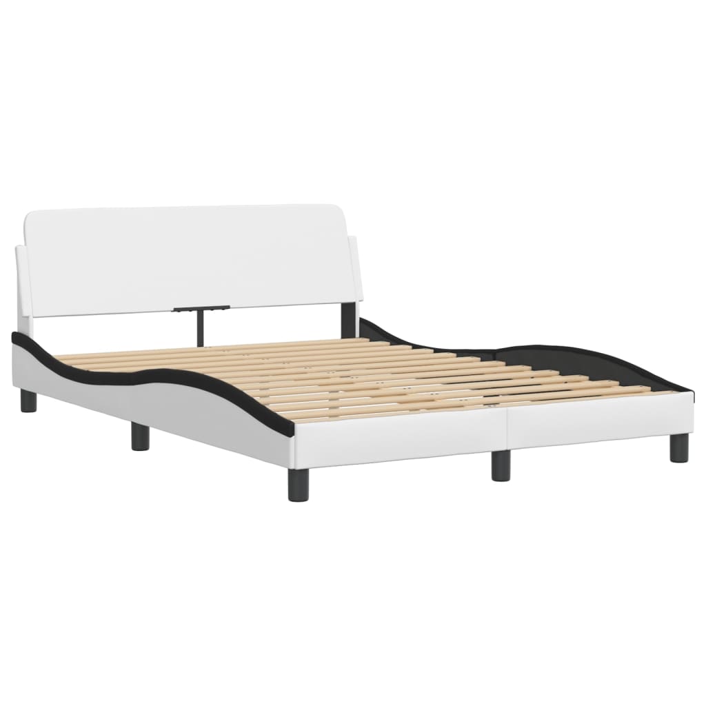Bed Frame with LED without Mattress "Hvar" White and Black 120x200 cm