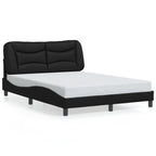 Bed Frame with LED without Mattress "Hvar" Black 140x190 cm