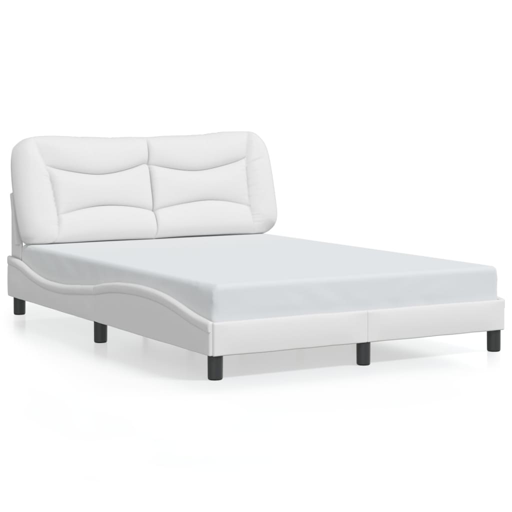 Bed Frame with LED without Mattress "Hvar" White 140x190 cm