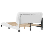 Bed Frame with LED without Mattress "Hvar" White 140x190 cm