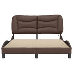 Bed Frame with LED without Mattress "Hvar" Brown 140x190 cm