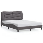 Bed Frame with LED without Mattress "Hvar" Grey 140x190 cm