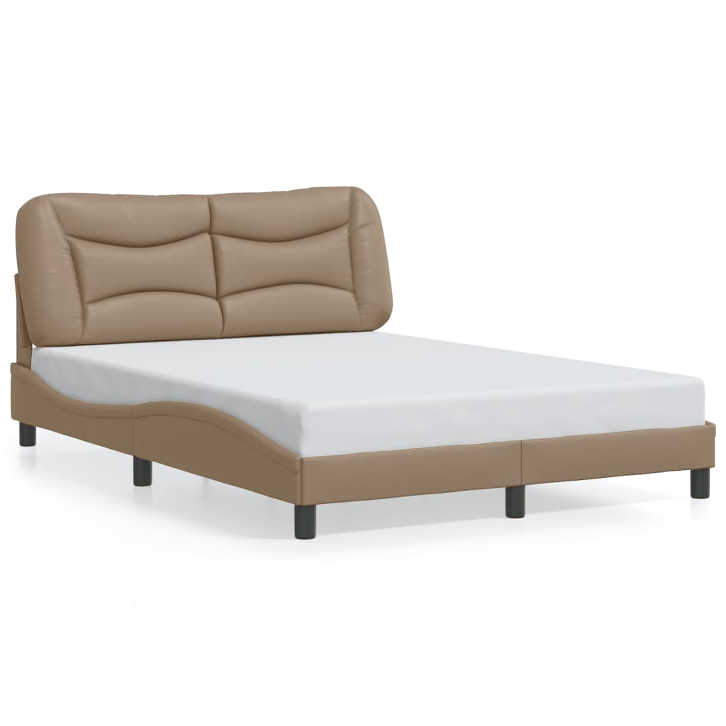 Bed Frame with LED without Mattress "Hvar" Cappuccino 140x190 cm