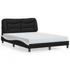 Bed Frame with LED without Mattress "Hvar" Black and White 140x190 cm