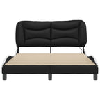 Bed Frame with LED without Mattress "Hvar" Black and White 140x190 cm