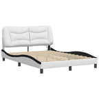 Bed Frame with LED without Mattress "Hvar" White and Black 140x190 cm