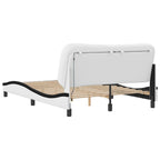 Bed Frame with LED without Mattress "Hvar" White and Black 140x190 cm