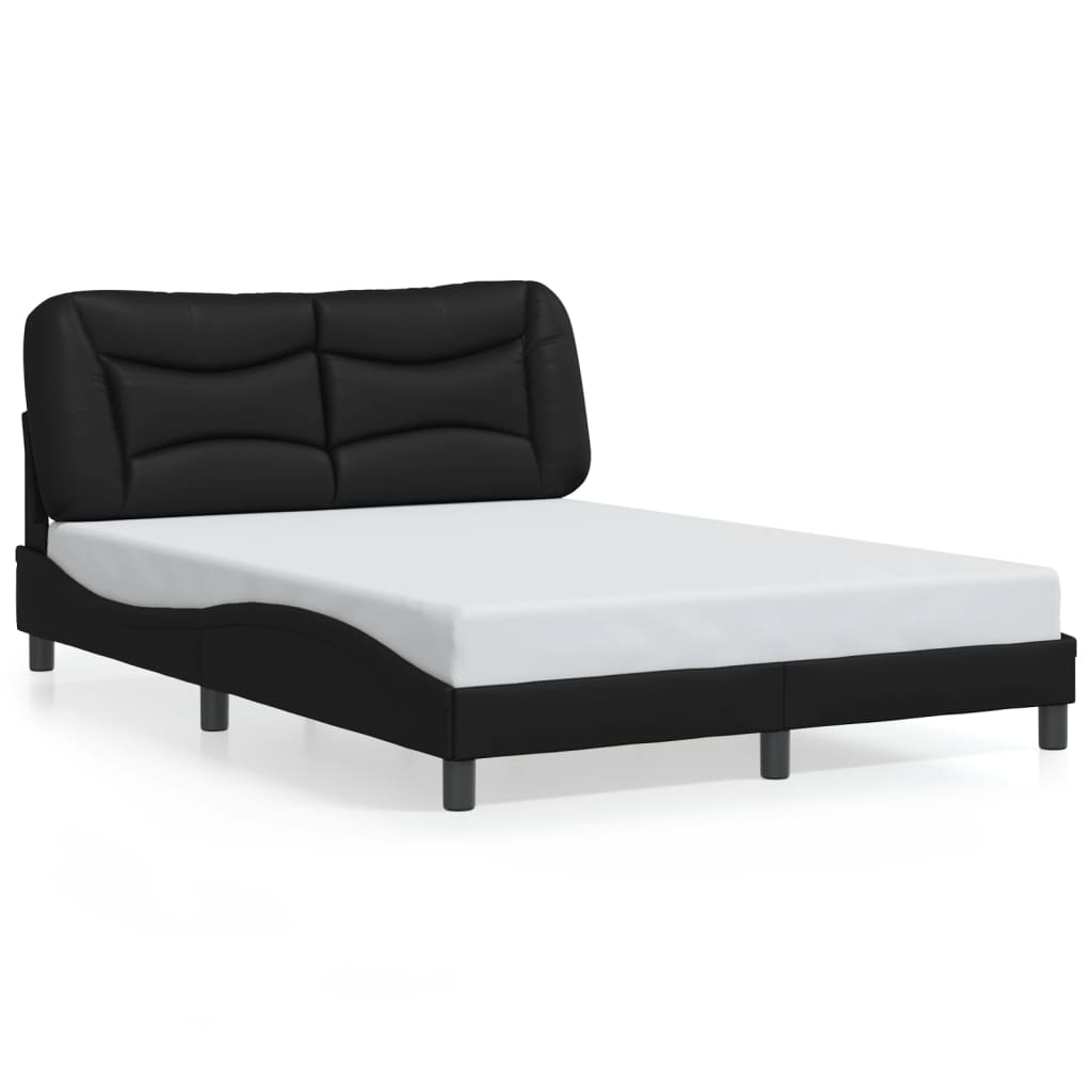 Bed Frame with LED without Mattress "Hvar" Black 140x200 cm