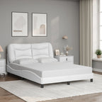 Bed Frame with LED without Mattress "Hvar" White 140x200 cm