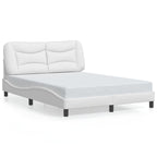 Bed Frame with LED without Mattress "Hvar" White 140x200 cm