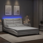 Bed Frame with LED without Mattress "Hvar" White 140x200 cm