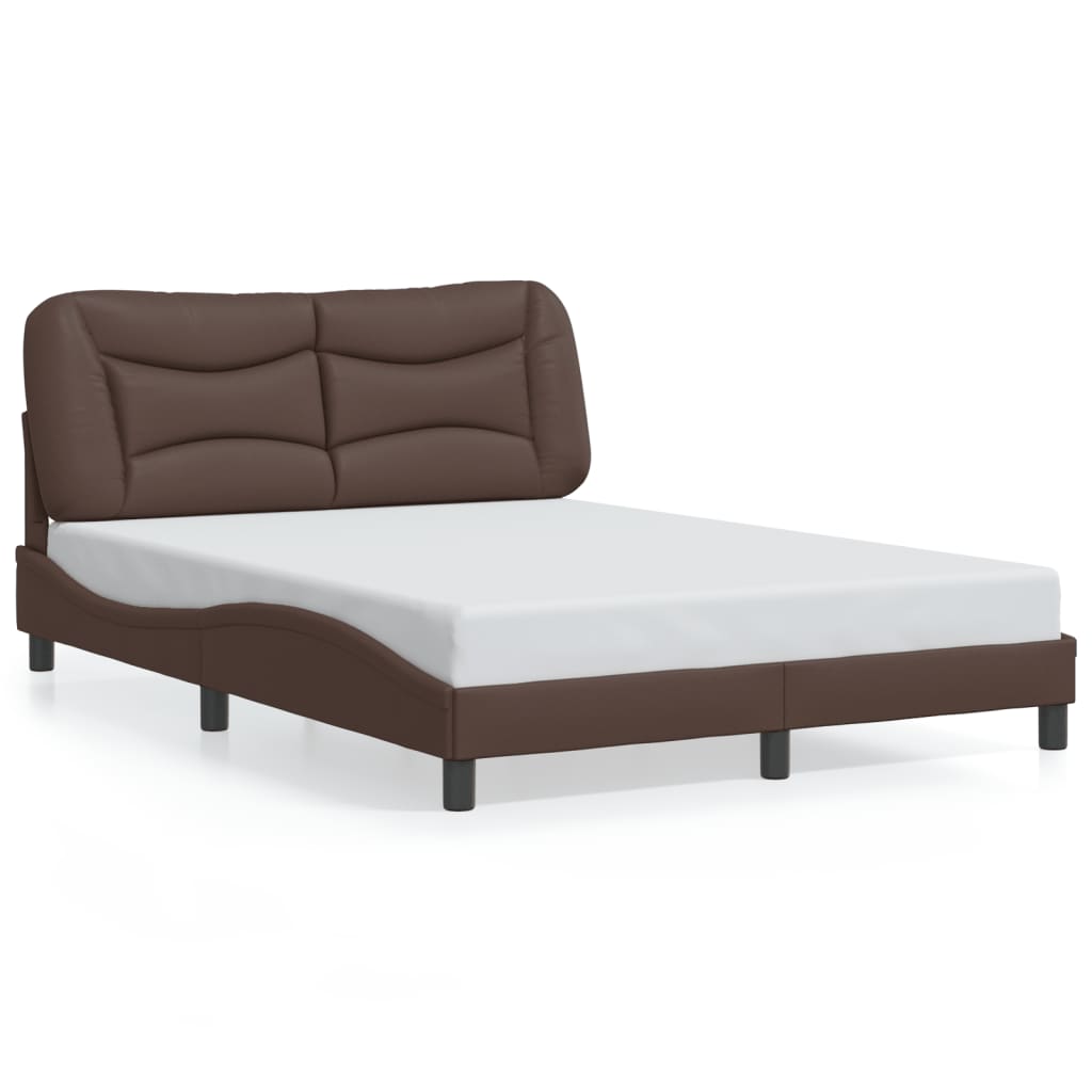 Bed Frame with LED without Mattress "Hvar" Brown 140x200 cm