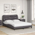 Bed Frame with LED without Mattress "Hvar" Grey 140x200 cm