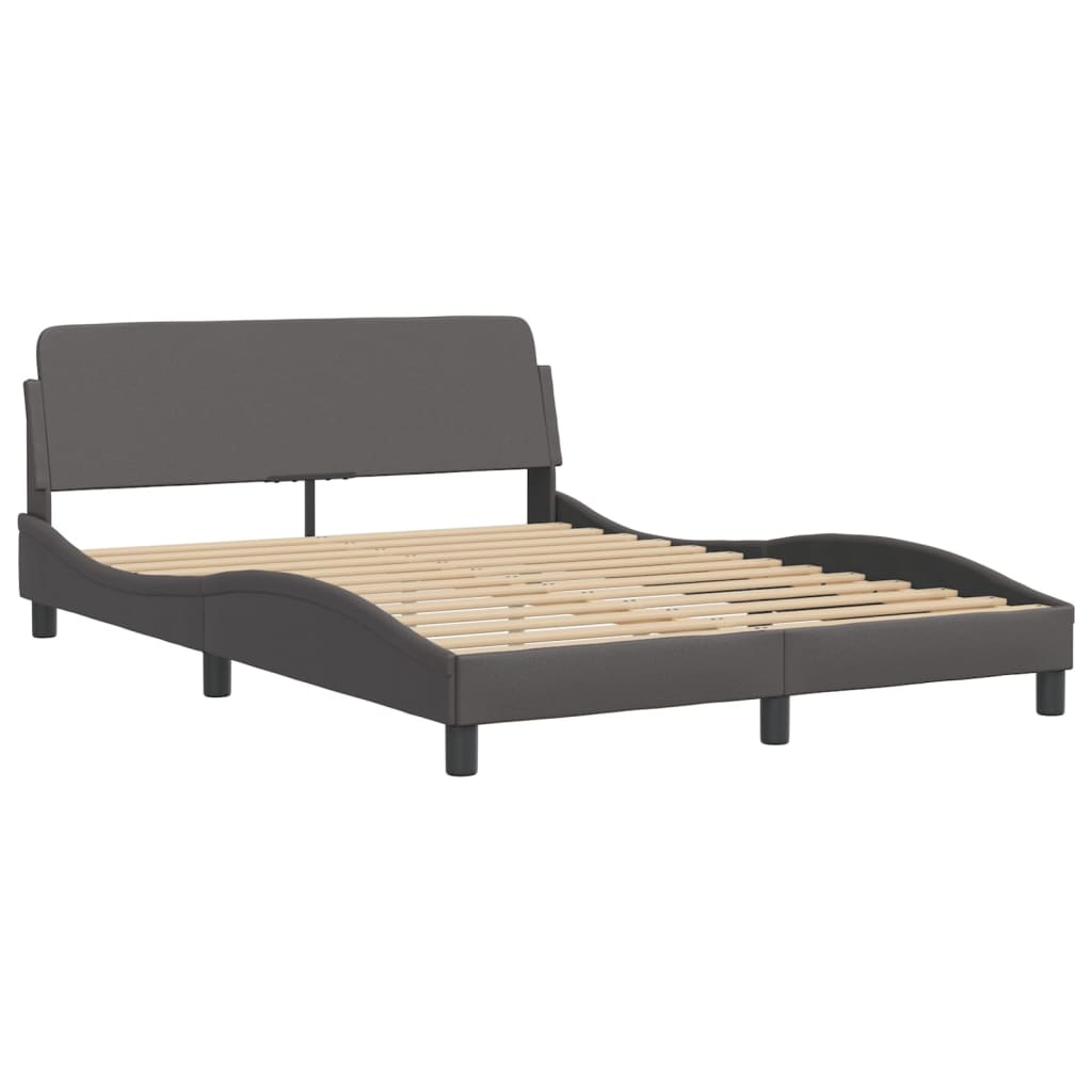 Bed Frame with LED without Mattress "Hvar" Grey 140x200 cm